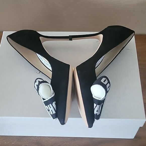NWT NIB Sz 35.5 Jimmy Choo Tegan Black Bow Dainty Coquette Suede Heels Pumps 5 - Picture 4 of 13